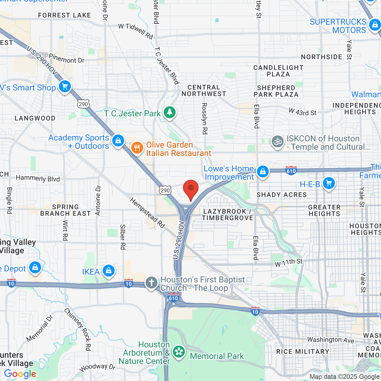 Google map image of our location in 2950 N Loop W Houston, TX